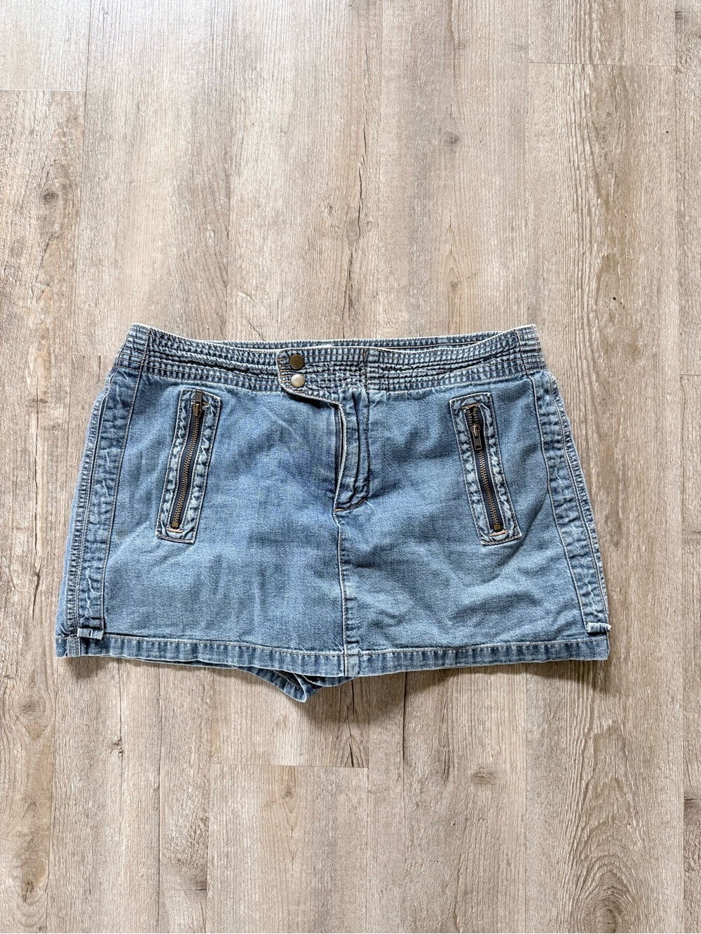 Y2K Xhilaration blue denim mini skirt with zipper pockets